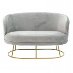 Καναπές 2θέσιος Rony pakoworld βελούδο γκρι-χρυσό 132x82x83εκ c501325