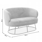 Καναπές 2θέσιος Rony pakoworld βελούδο γκρι-χρυσό 132x82x83εκ c501325