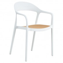 Πολυθρόνα Ember στοιβαζόμενη pakoworld με UV protection PP μπεζ- λευκό 52 5x56 5x81εκ c501326