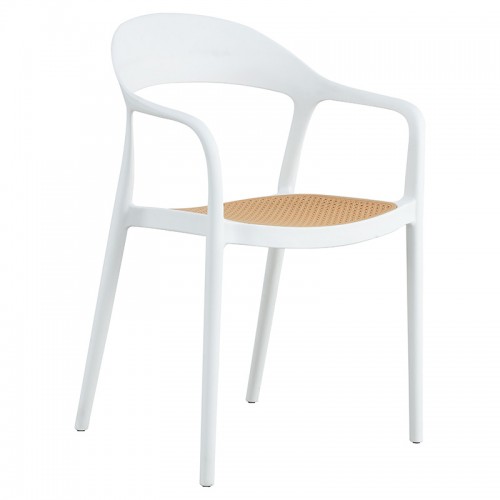 Πολυθρόνα Ember στοιβαζόμενη pakoworld με UV protection PP μπεζ- λευκό 52 5x56 5x81εκ c501326