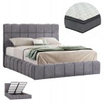 ΚΡΕΒΑΤΙ ΔΙΠΛΟ ΜΕ ΣΤΡΩΜΑ ΑΠΟΘ ΧΩΡΟ RAMON HM21168 ΓΚΡΙ ΜΠΟΥΚΛΕ--ΓΙΑ 160x200εκ c501338