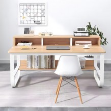 Γραφείο εργασίας Evrepy pakoworld mdf σε oak απόχρωση με λευκό μέταλλο 100x60x73εκ c501362