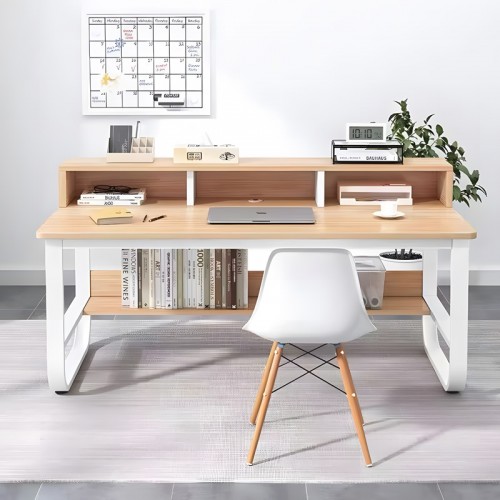 Γραφείο εργασίας Evrepy pakoworld mdf σε oak απόχρωση με λευκό μέταλλο 100x60x73εκ c501362