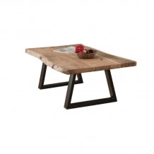 LIZARD-W Slim Τραπέζι Σαλονιού Καθιστικού Μέταλλο Βαφή Μαύρο Ξύλο Ακακία Φυσικό c501433