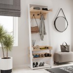 Έπιπλο εισόδου Sciove pakoworld σε λευκή-φυσική απόχρωση 70x40x200εκ c501450