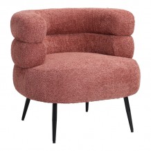 Πολυθρόνα Foleja pakoworld μπουκλέ ύφασμα σε απόχρωση σάπιο μήλο με μαύρα μεταλλικά πόδια 76x75x72εκ c501478