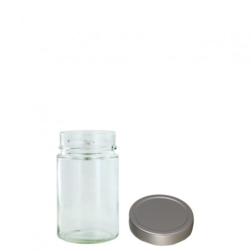 Βάζο γυάλινο 212ml με καπάκι ασημί φ5 8cm σειρά PLUS - Σετ 35 c501509