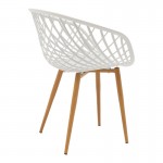 Τραπεζαρία Elijah-Ezra pakoworld σετ 3τεμ pp-pu σε λευκή απόχρωση με φυσικό πόδι Φ60x74εκ c501600