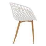 Τραπεζαρία Elijah-Ezra pakoworld σετ 3τεμ pp-pu σε λευκή απόχρωση με φυσικό πόδι Φ60x74εκ c501600