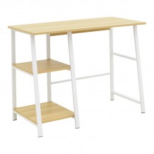 Γραφείο εργασίας Ferje pakoworld με ράφια mdf σε ανοιχτό καρυδί με λευκή απόχρωση 100x48x75εκ c501633