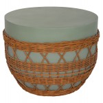 ΤΡΑΠΕΖΙ ΣΑΛΟΝΙΟΥ VILHENA HM18165 FIBER CEMENT ΠΡΑΣΙΝΟ-RATTAN ΦΥΣΙΚΟ Φ56x47Υεκ c501647