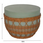 ΤΡΑΠΕΖΙ ΣΑΛΟΝΙΟΥ VILHENA HM18165 FIBER CEMENT ΠΡΑΣΙΝΟ-RATTAN ΦΥΣΙΚΟ Φ56x47Υεκ c501647