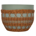 ΤΡΑΠΕΖΙ ΣΑΛΟΝΙΟΥ VILHENA HM18165 FIBER CEMENT ΠΡΑΣΙΝΟ-RATTAN ΦΥΣΙΚΟ Φ56x47Υεκ c501647