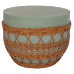 ΤΡΑΠΕΖΙ ΣΑΛΟΝΙΟΥ VILHENA HM18165 FIBER CEMENT ΠΡΑΣΙΝΟ-RATTAN ΦΥΣΙΚΟ Φ56x47Υεκ c501647