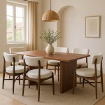Τραπεζαρία Eleganza-Raudi pakoworld σετ 7τεμ mdf σε καρυδί-εκρού απόχρωση 180x99x75 8εκ c501659