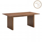 Τραπεζαρία Eleganza-Raudi pakoworld σετ 7τεμ mdf σε καρυδί-εκρού απόχρωση 180x99x75 8εκ c501659