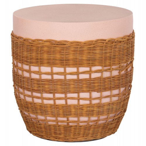ΒΟΗΘΗΤΙΚΟ ΤΡΑΠΕΖΙ VILHENA HM18166 FIBER CEMENT ΡΟΖ-RATTAN ΦΥΣΙΚΟ Φ44 5x45Υεκ c501661