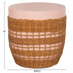 ΒΟΗΘΗΤΙΚΟ ΤΡΑΠΕΖΙ VILHENA HM18166 FIBER CEMENT ΡΟΖ-RATTAN ΦΥΣΙΚΟ Φ44 5x45Υεκ c501661