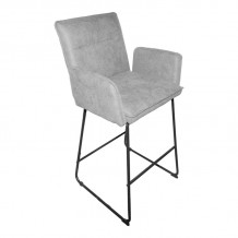 Σκαμπό μπαρ Essential pakoworld ύφασμα γκρι-πόδι μαύρο μεταλλικό 57x64 5x107εκ SET 4τμχ c501673