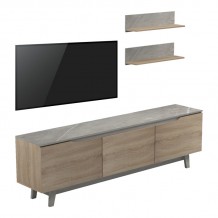 Σύνθετο σαλονιού Kasia pakoworld σε μπεζ μαρμάρου-sonoma απόχρωση 180x35x48 5εκ c501682