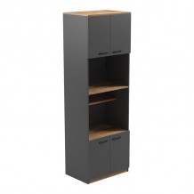 Ντουλάπα κουζίνας Rowan pakoworld σε oak-ανθρακί απόχρωση 60x42x182εκ c501686