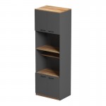 Ντουλάπα κουζίνας Rowan pakoworld σε oak-ανθρακί απόχρωση 60x42x182εκ c501686