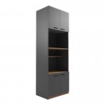 Ντουλάπα κουζίνας Rowan pakoworld σε oak-ανθρακί απόχρωση 60x42x182εκ c501686