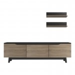 Σύνθετο σαλονιού Kasia pakoworld σε μαύρο μαρμάρου-sonoma απόχρωση 180x35x48 5εκ c501689