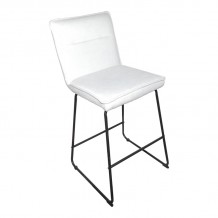 Σκαμπό μπαρ Essential pakoworld ύφασμα μπεζ-πόδι μάυρο μεταλλικό 53x64 5x107εκ SET 4τμχ c501880