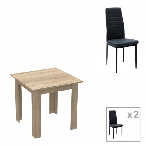 Τραπεζαρία Manka-Parker pakoworld σετ 3τεμ mdf σε μαύρη-sonoma απόχρωση 80x80x77εκ c501893