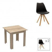 Τραπεζαρία Manka I-Caron pakoworld σετ 3τεμ σε sonoma-μαύρη απόχρωση 80x80x77εκ c501894