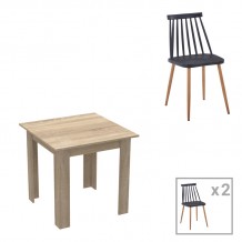 Τραπεζαρία Manka Ι-Aurora I pakoworld σετ 3τεμ σε sonoma-μαύρη απόχρωση 80x80x77εκ c501895