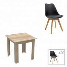 Τραπεζαρία Manka Ι -Gaston pakoworld σετ 3τεμ σε sonoma-μαύρη απόχρωση 80x80x77εκ c501896