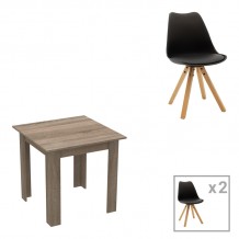 Τραπεζαρία Manka I-Caron pakoworld σετ 3τεμ σε sonoma truffle-μαύρη απόχρωση 80x80x77εκ c501897