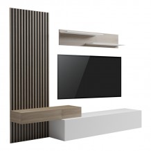 Σύνθετο σαλονιού Litende pakoworld σε λευκή-sonoma απόχρωση 249 4x42 2x199 5εκ c501902