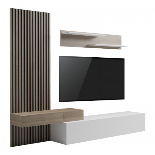 Σύνθετο σαλονιού Litende pakoworld σε λευκή-sonoma απόχρωση 249 4x42 2x199 5εκ c501902