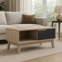 Τραπέζι σαλονιού Judas pakoworld σε μαύρο μαρμάρου-sonoma απόχρωση 90x45x38 5εκ c501904