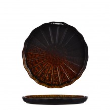 Πιάτο ρηχό πορσελάνης με καθετα πλαϊνά φ25 5xΥ2 5cm σειρά HIKARI Reactive Καφέ PREGO - Σετ 6 c501933