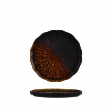 Πίατο ρηχό πορσελάνης με καθετα πλαϊνά φ20 2xΥ2 1cm σειρά HIKARI Reactive Καφέ PREGO - Σετ 6 c501941