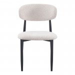 Καρέκλα Folegio pakoworld μπουκλέ σε κρεμ απόχρωση με μαύρα πόδια 59x50x75εκ c502006