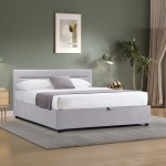 Κρεβάτι Molito pakoworld βελούδο σε γκρι απόχρωση με αποθηκευτικό χώρο150x200εκ c502013