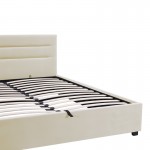 Κρεβάτι Molito pakoworld βελούδο σε εκρού απόχρωση με αποθηκευτικό χώρο150x200εκ c502014