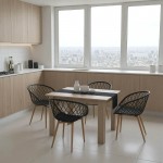 Τραπεζαρία Manka-Ezra pakoworld σετ 5τεμ σε sonoma-μαύρη απόχρωση 110x80x77εκ c502024