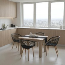 Τραπεζαρία Manka-Ezra pakoworld σετ 5τεμ σε sonoma-μαύρη απόχρωση 110x80x77εκ c502024