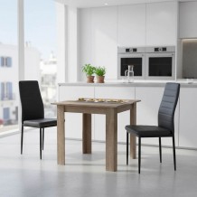 Τραπεζαρία Manka-Parker pakoworld σετ 3τεμ mdf σε μαύρη-sonoma truffle απόχρωση 80x80x77εκ c502025