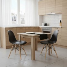 Τραπεζαρία Manka I-Julita pakoworld σετ 3τεμ σε sonoma-μαύρη απόχρωση 80x80x77εκ c502031