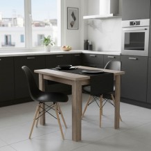 Τραπεζαρία Manka I-Julita pakoworld σετ 3τεμ σε sonoma truffle-μαύρη απόχρωση 80x80x77εκ c502034