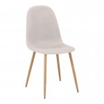 Καρέκλα Bella pakoworld ανοιχτό γκρι ύφασμα με πόδι μέταλλο σε φυσική απόχρωση 43 5x52x89εκ c502045