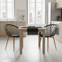 Τραπεζαρία Manka-Ezra pakoworld σετ 3τεμ σε sonoma-μαύρη απόχρωση 80x80x77εκ c502047