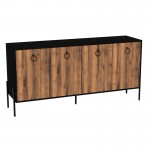 Μπουφές Twely pakoworld μελαμίνης καρυδί-μαύρο 160x40 5x79εκ c502072